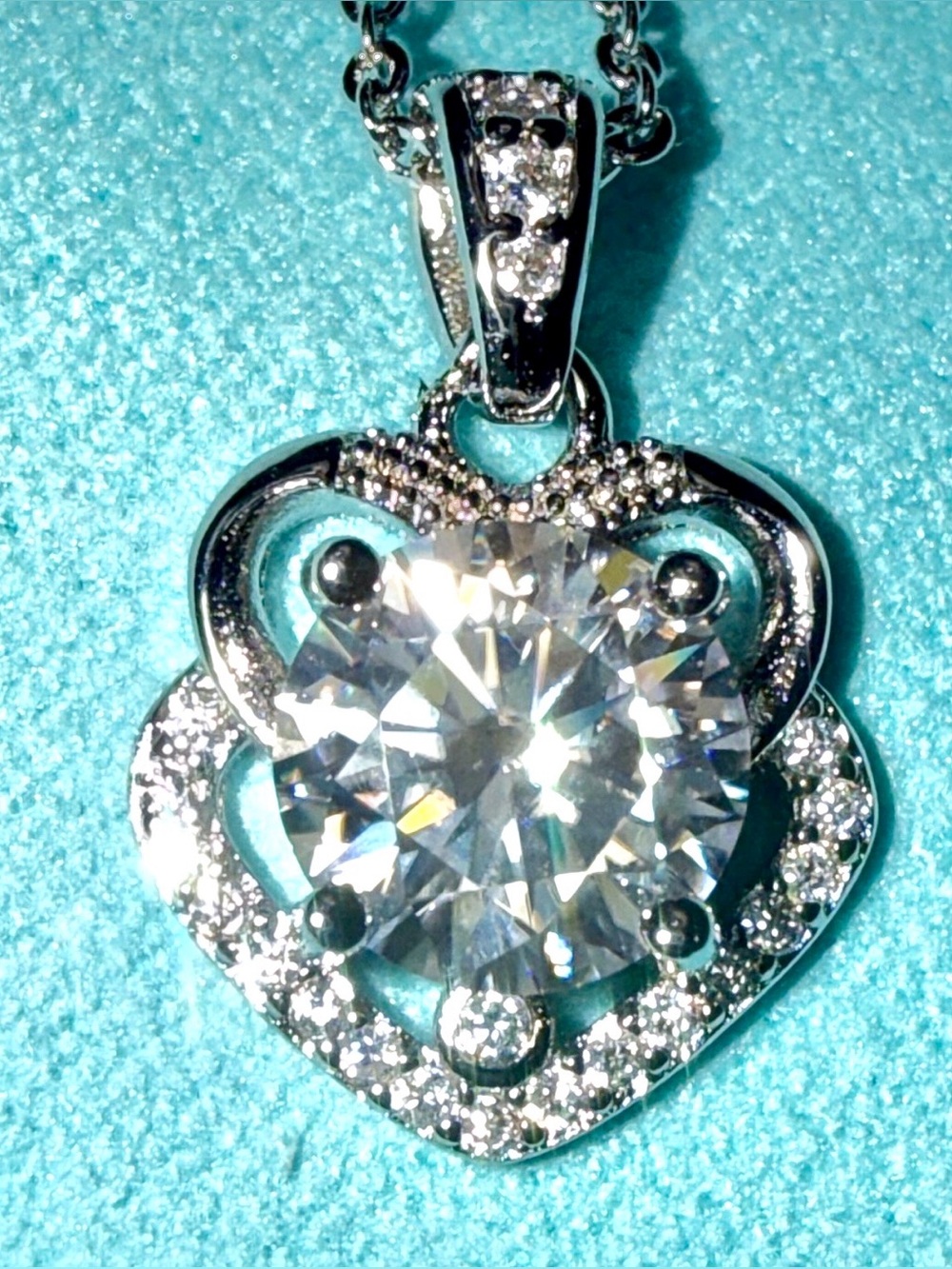 925 Sterling Silver Heart GRA CERTIFIED MOISSANITE 1.5 CT DIAMOND Necklace NEW